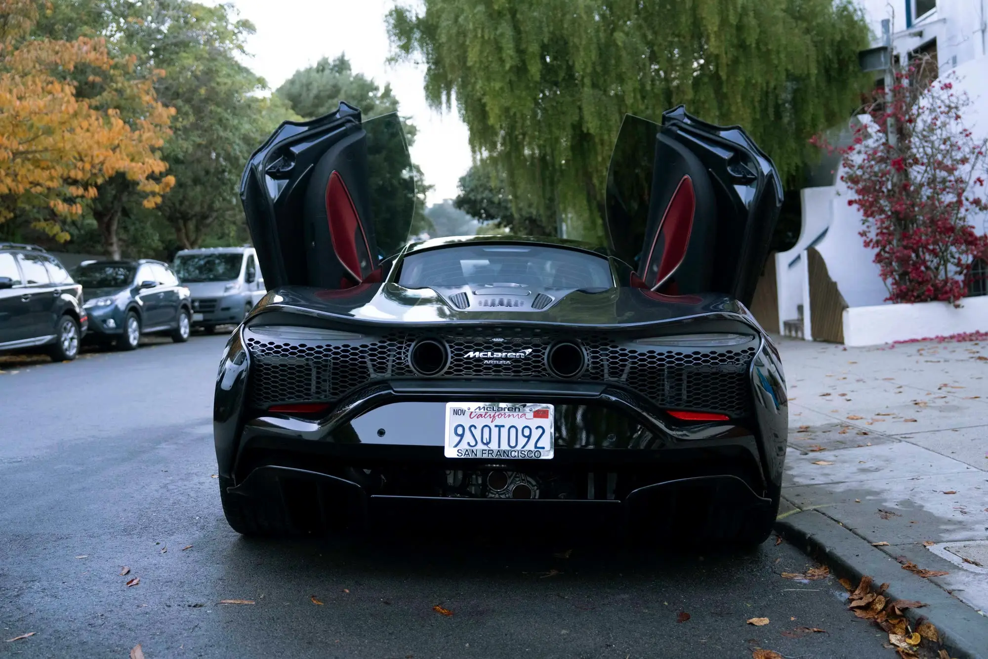 McLaren Artura rear with butterfly doors open
