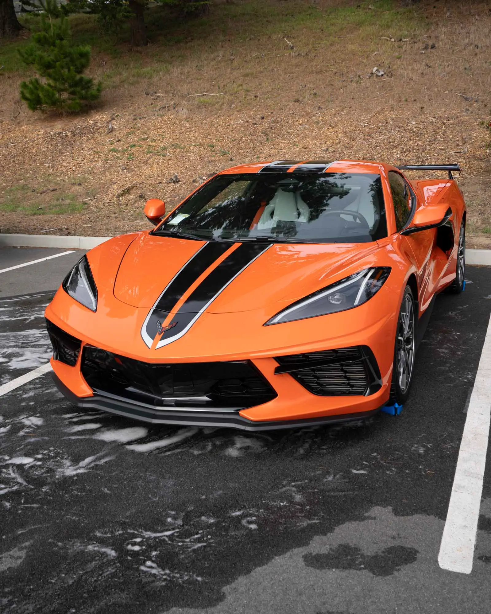 Orange Corvette C8 with a freshly protected finish