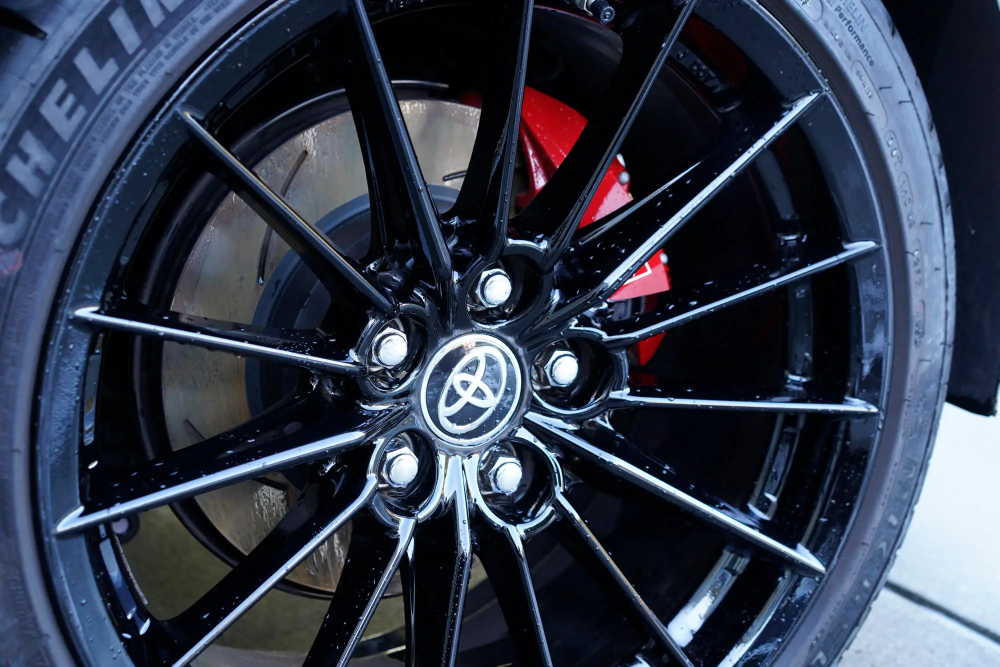 Toyota GR Corolla wheel with red caliper