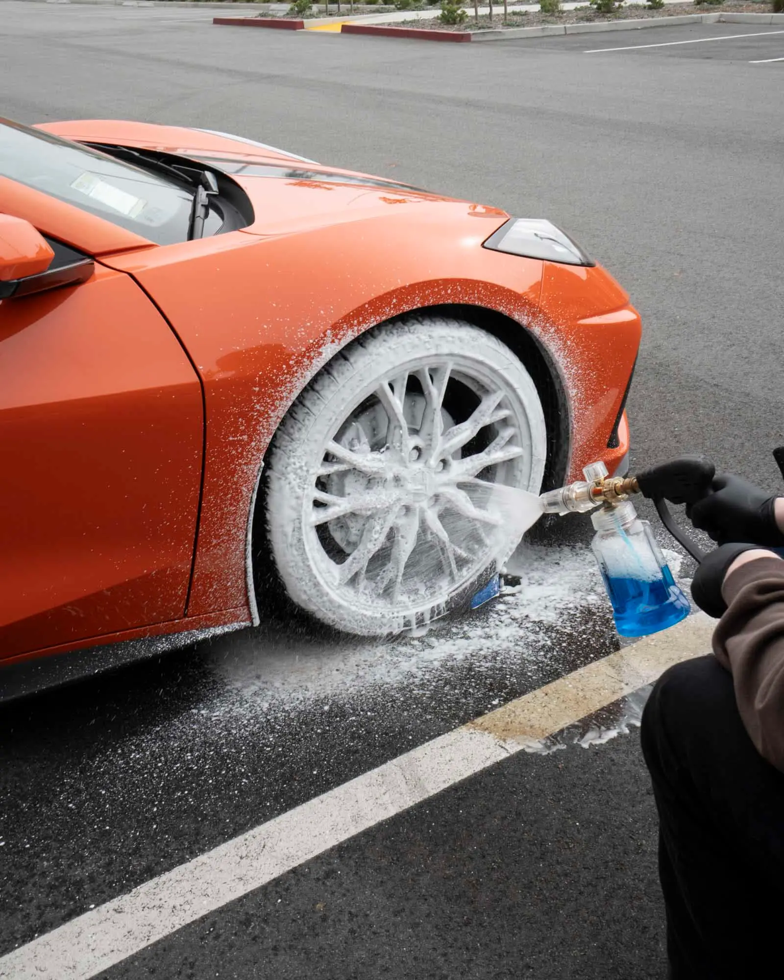 Corvette C8 wheel being foamed